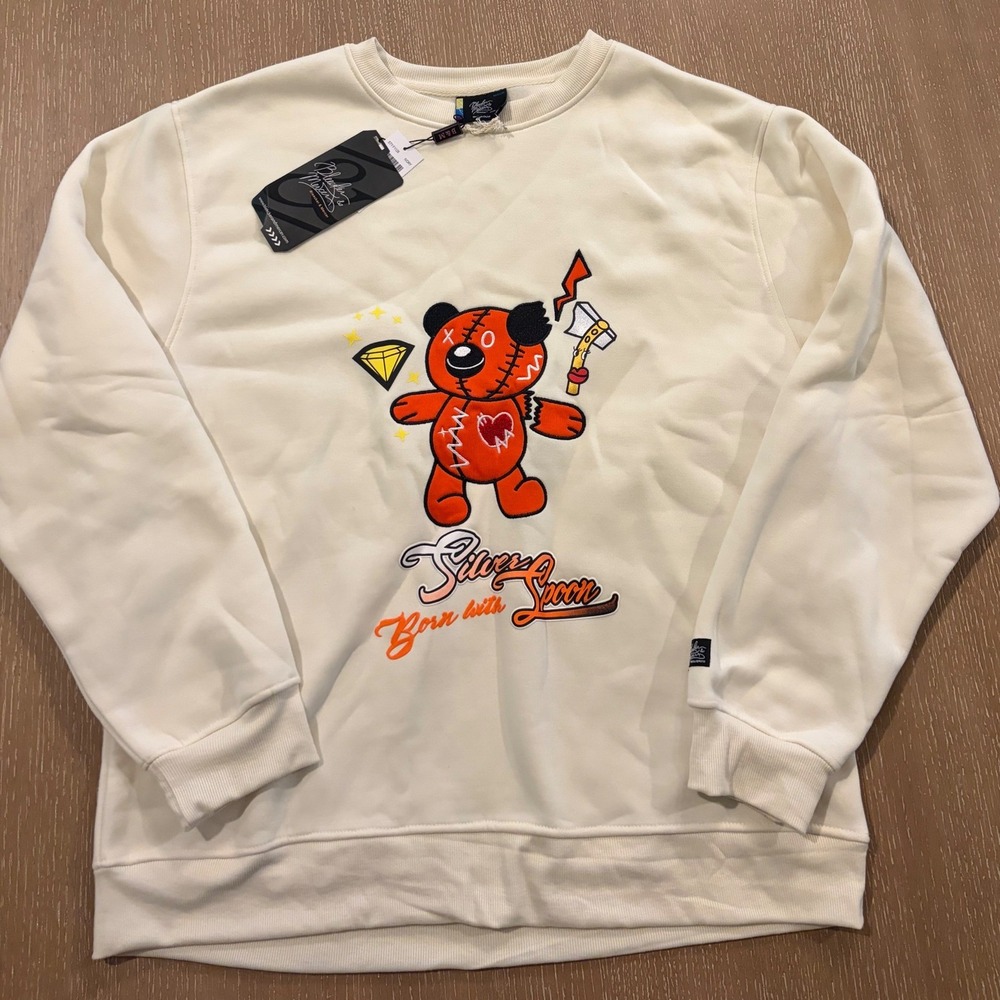 Bleeker & Mercer Silver Spoon Womens 2XL Fleece Teddy Bear Graphic Sweatshirt